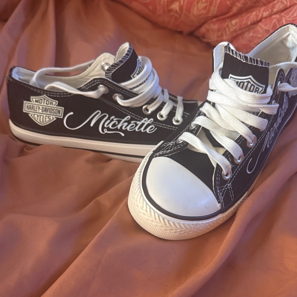Harley-Davidson Black & White Michelle Low-Top Sneakers
